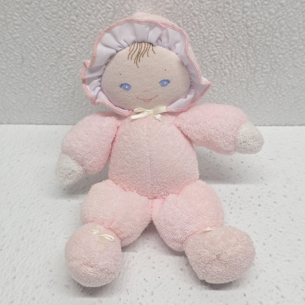 Vintage GUND 6.5" Baby Doll Pink Terrycloth Plush Rattle Lovey 1989